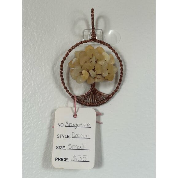 Handmade Copper and Serpentine Crystal Tree of life 3.5x2” Wall Decor - Picture 2 of 5